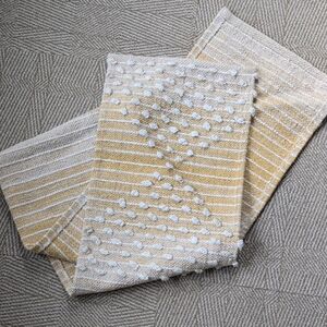 ☀️ Cotton Runner - Table Or Rug - Sunny Ombre Yellow Cream Tan Stripe Diamond